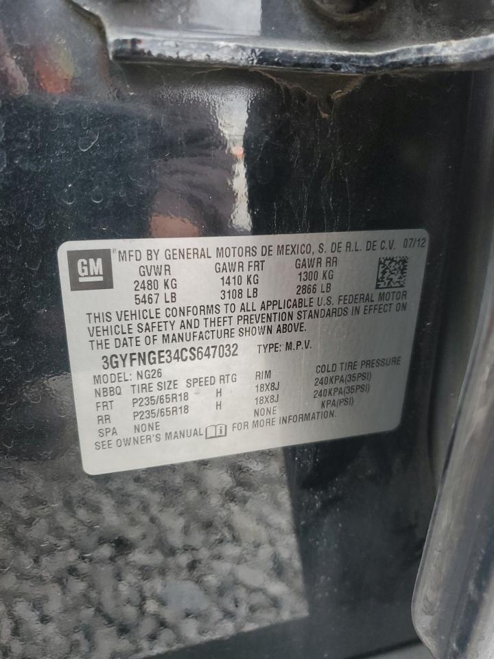 2012 Cadillac Srx VIN: 3GYFNGE34CS647032 Lot: 87453225