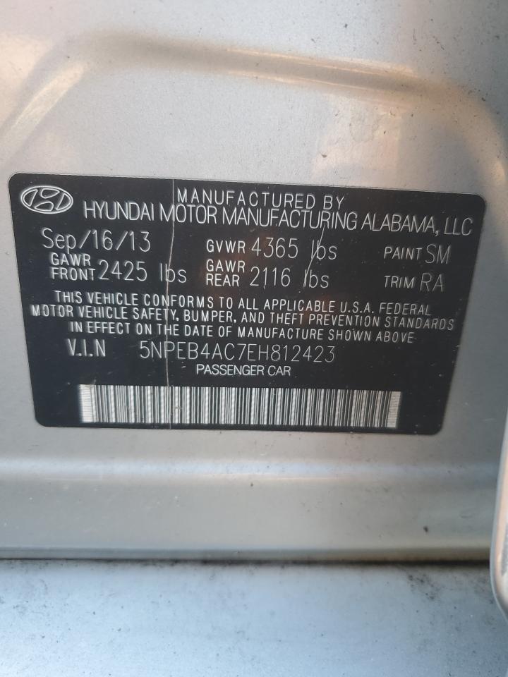 2014 Hyundai Sonata Gls VIN: 5NPEB4AC7EH812423 Lot: 85829385