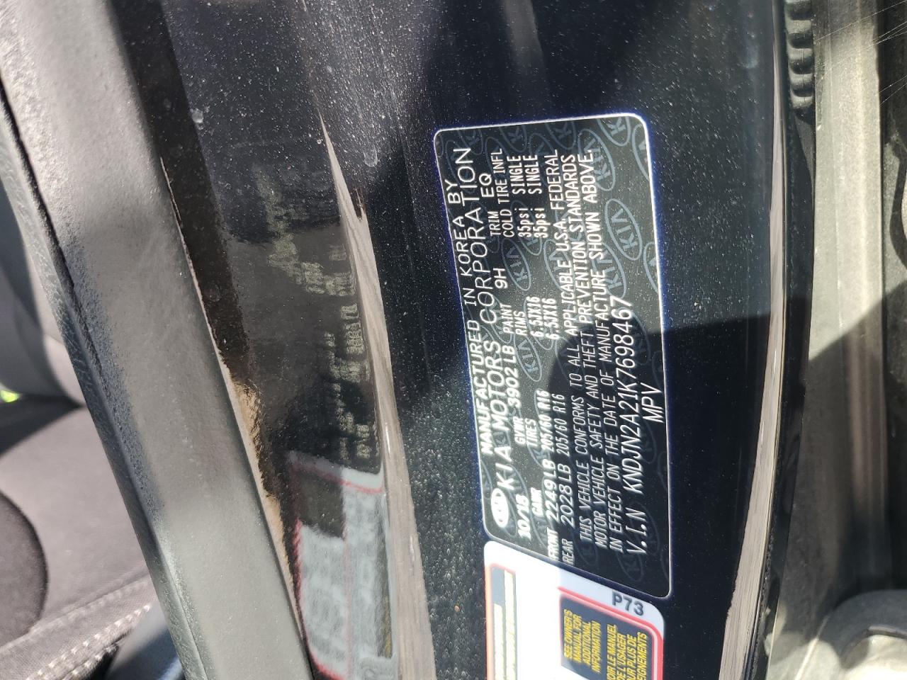 2019 Kia Soul VIN: KNDJN2A21K7698467 Lot: 85830775