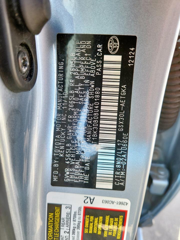 2011 Toyota Avalon Base VIN: 4T1BK3DB0BU401880 Lot: 85091305