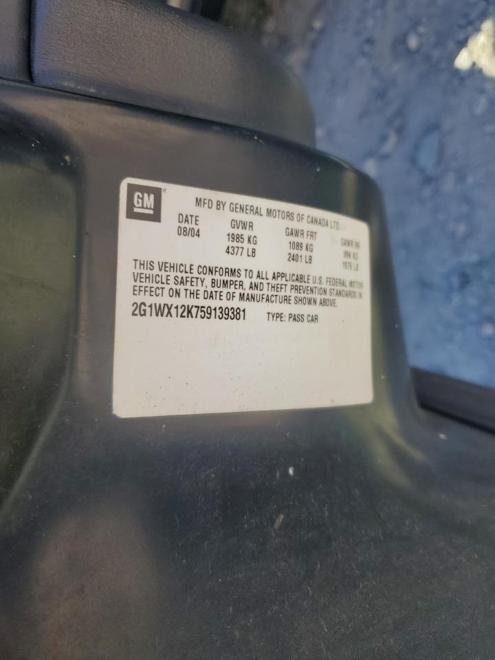 2005 Chevrolet Monte Carlo Lt VIN: 2G1WX12K759139381 Lot: 87463935