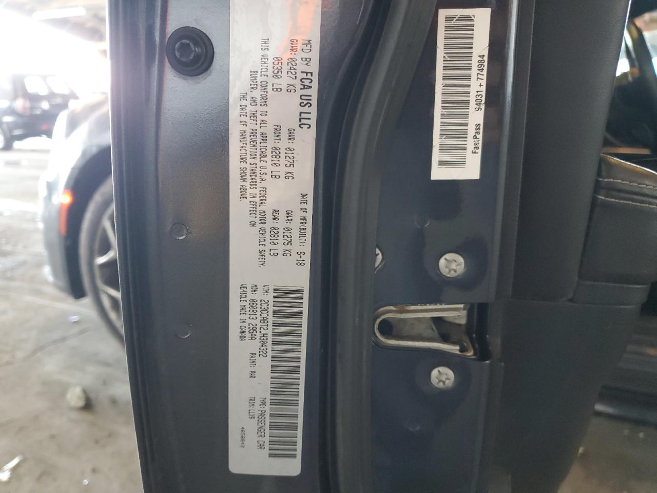 2018 Chrysler 300 S VIN: 2C3CCABT2JH304322 Lot: 87491525