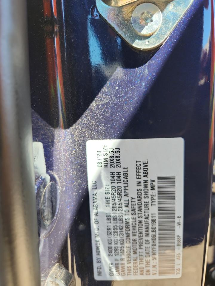 2020 Honda Passport Elite VIN: 5FNYF8H06LB019811 Lot: 81914815