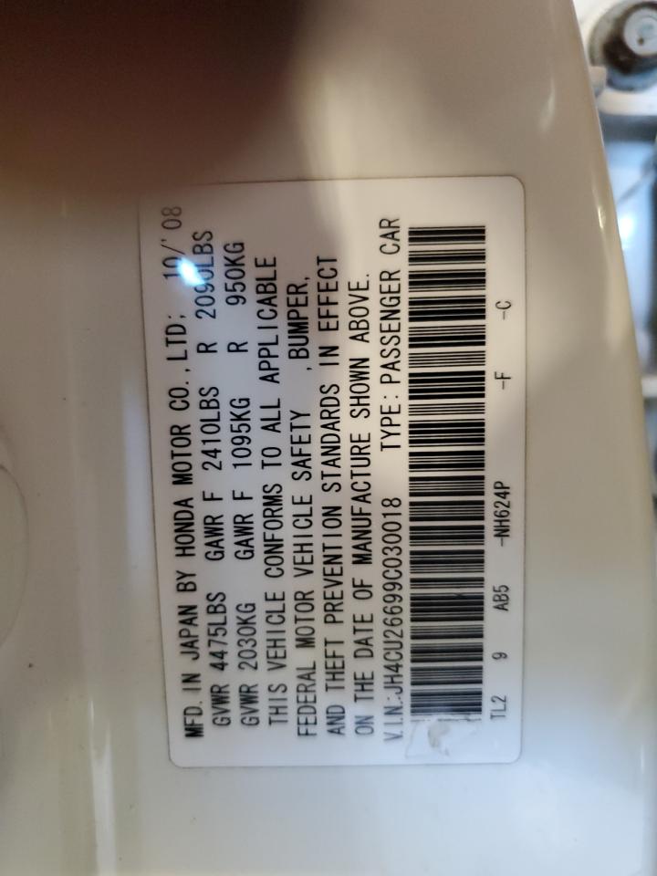 2009 Acura Tsx VIN: JH4CU26699C030018 Lot: 82525455