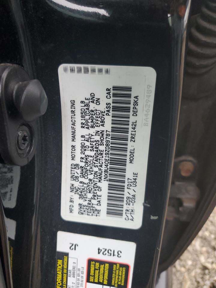 2009 Toyota Corolla Base VIN: 1NXBU40E19Z089787 Lot: 82432515