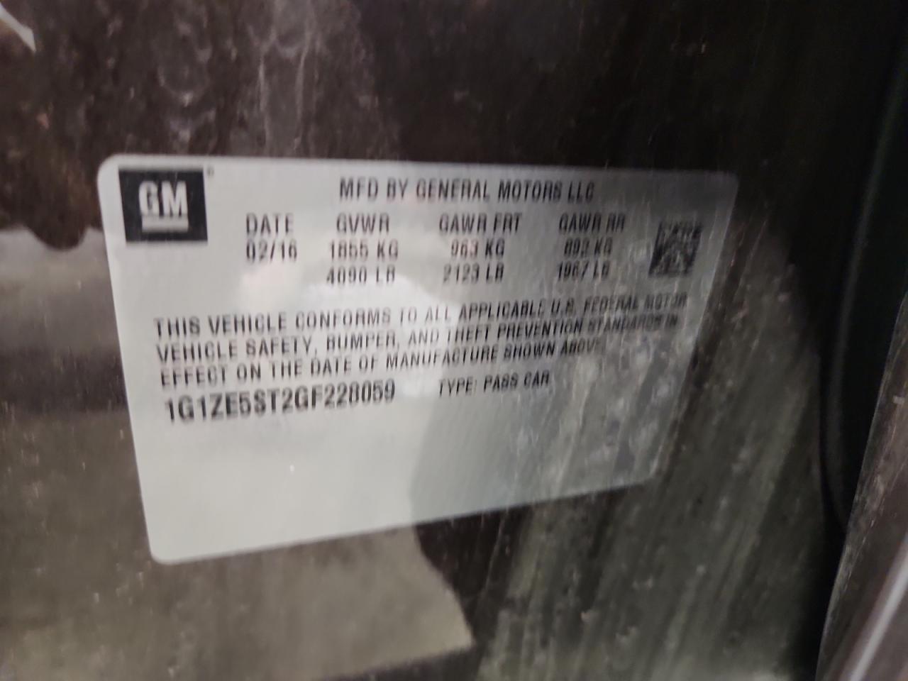 2016 Chevrolet Cruze VIN: 1G1ZE5ST2GF228059 Lot: 81995395