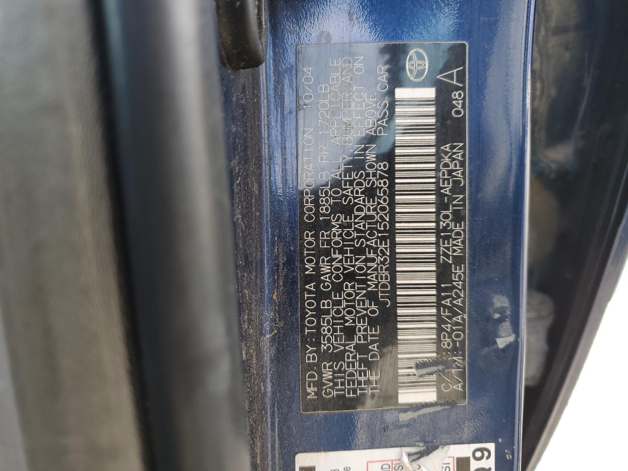 2005 Toyota Corolla Ce VIN: JTDBR32E152065878 Lot: 85398045