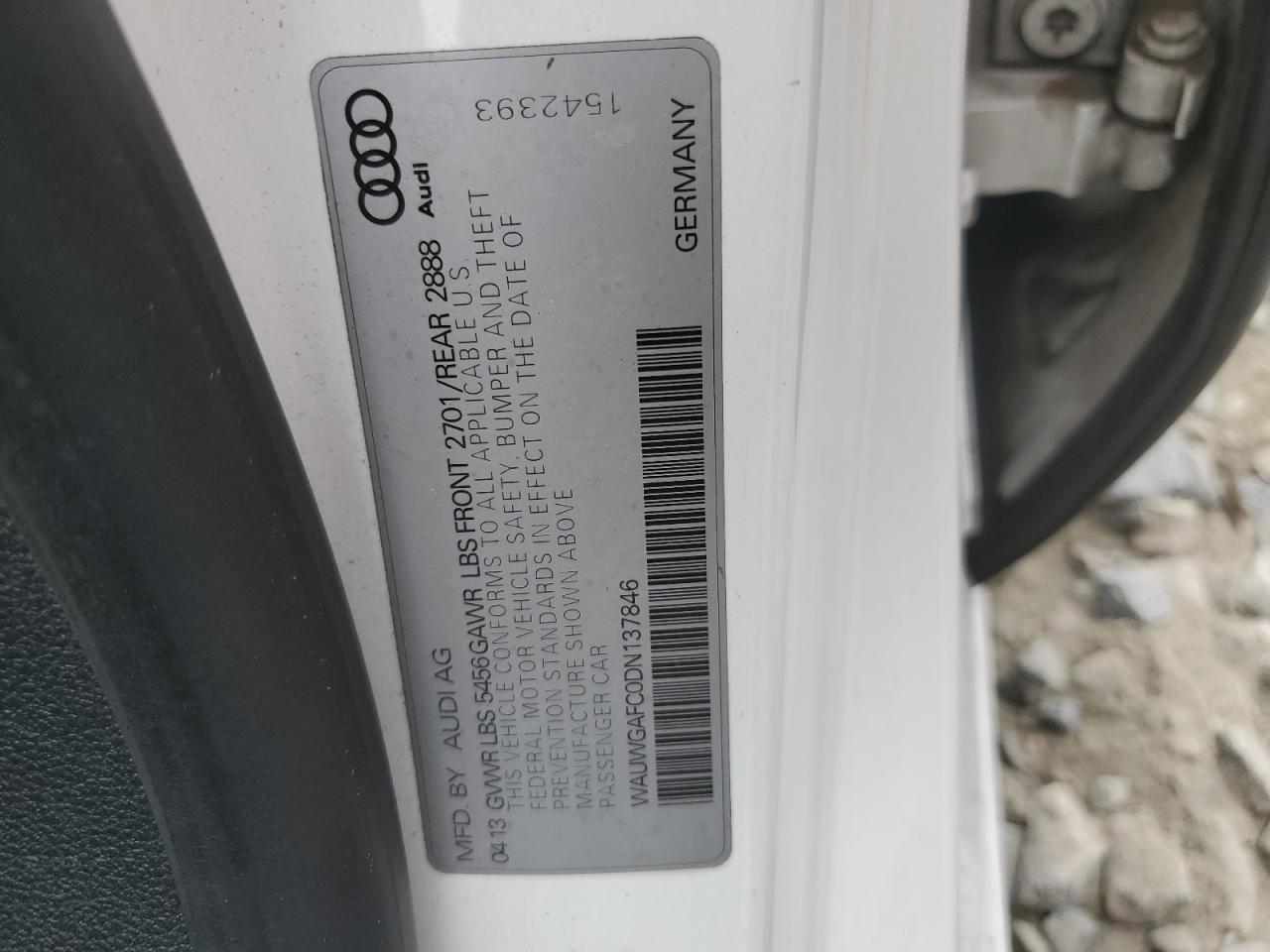 2013 Audi A7 Premium VIN: WAUWGAFC0DN137846 Lot: 85947415