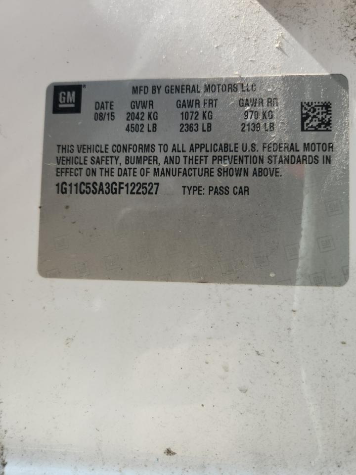 2016 Chevrolet Malibu Limited Lt VIN: 1G11C5SA3GF122527 Lot: 85296385
