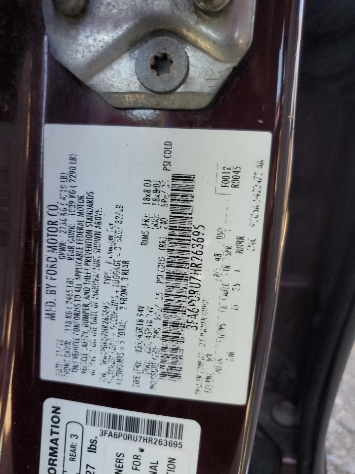 2017 Ford Fusion Titanium Hev VIN: 3FA6P0RU7HR263695 Lot: 82316995