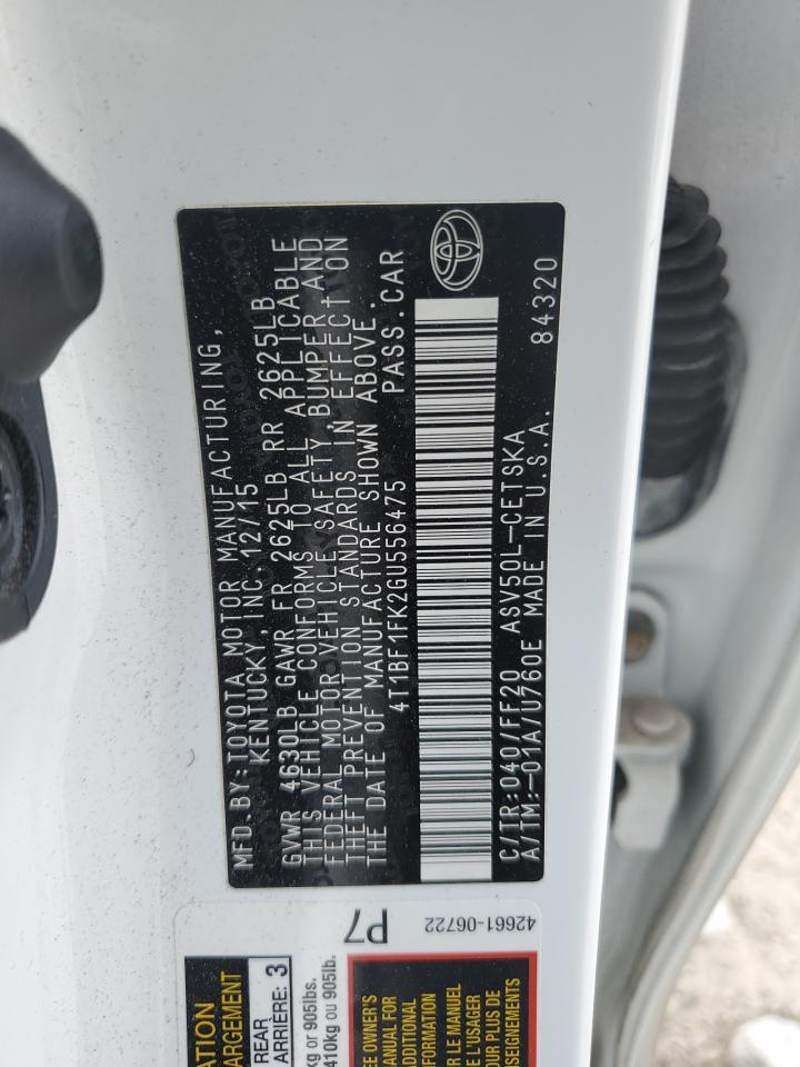 2016 Toyota Camry Le VIN: 4T1BF1FK2GU556475 Lot: 82384125