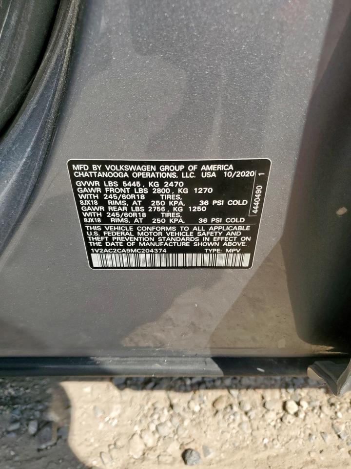 2021 Volkswagen Atlas Cross Sport S VIN: 1V2AC2CA9MC204374 Lot: 83822435