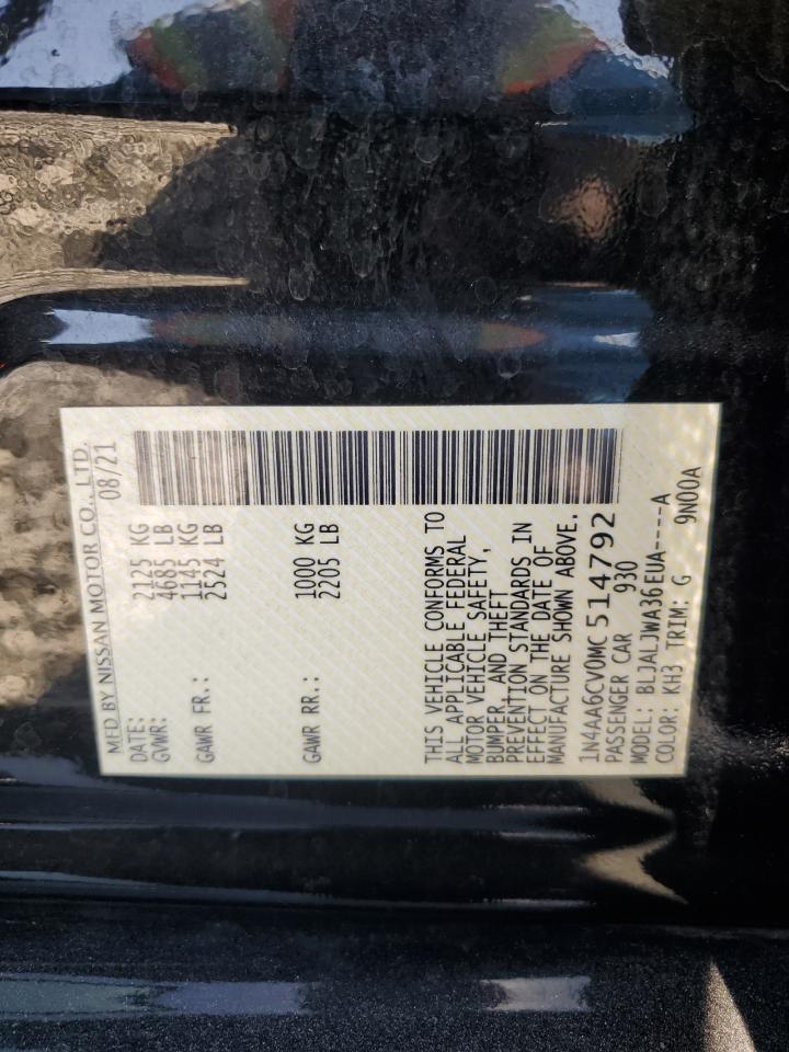 2021 Nissan Maxima Sv VIN: 1N4AA6CV0MC514792 Lot: 86245185