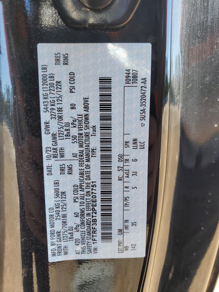 2023 Ford F350 Super Duty VIN: 1FTRF3BT2PEE07751 Lot: 87422185