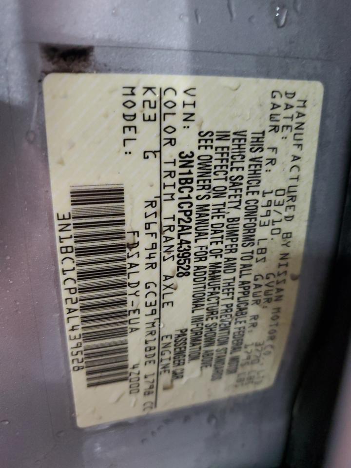 2010 Nissan Versa S VIN: 3N1BC1CP2AL439528 Lot: 90512465