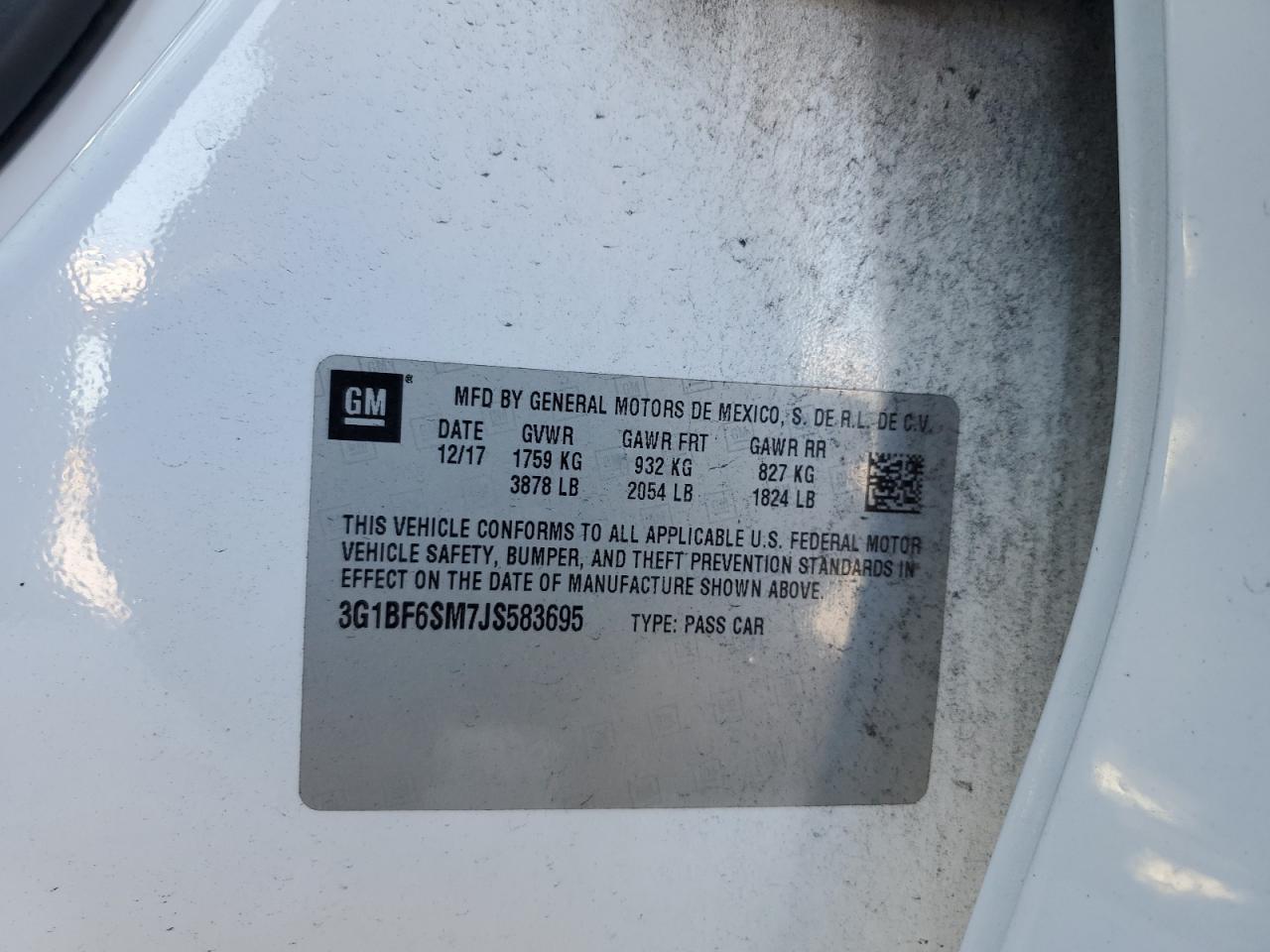 2018 Chevrolet Cruze Premier VIN: 3G1BF6SM7JS583695 Lot: 86093815