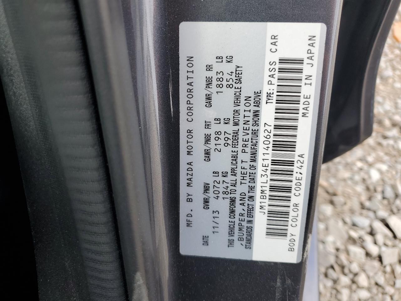 2014 Mazda 3 Touring VIN: JM1BM1L34E1140627 Lot: 82402415