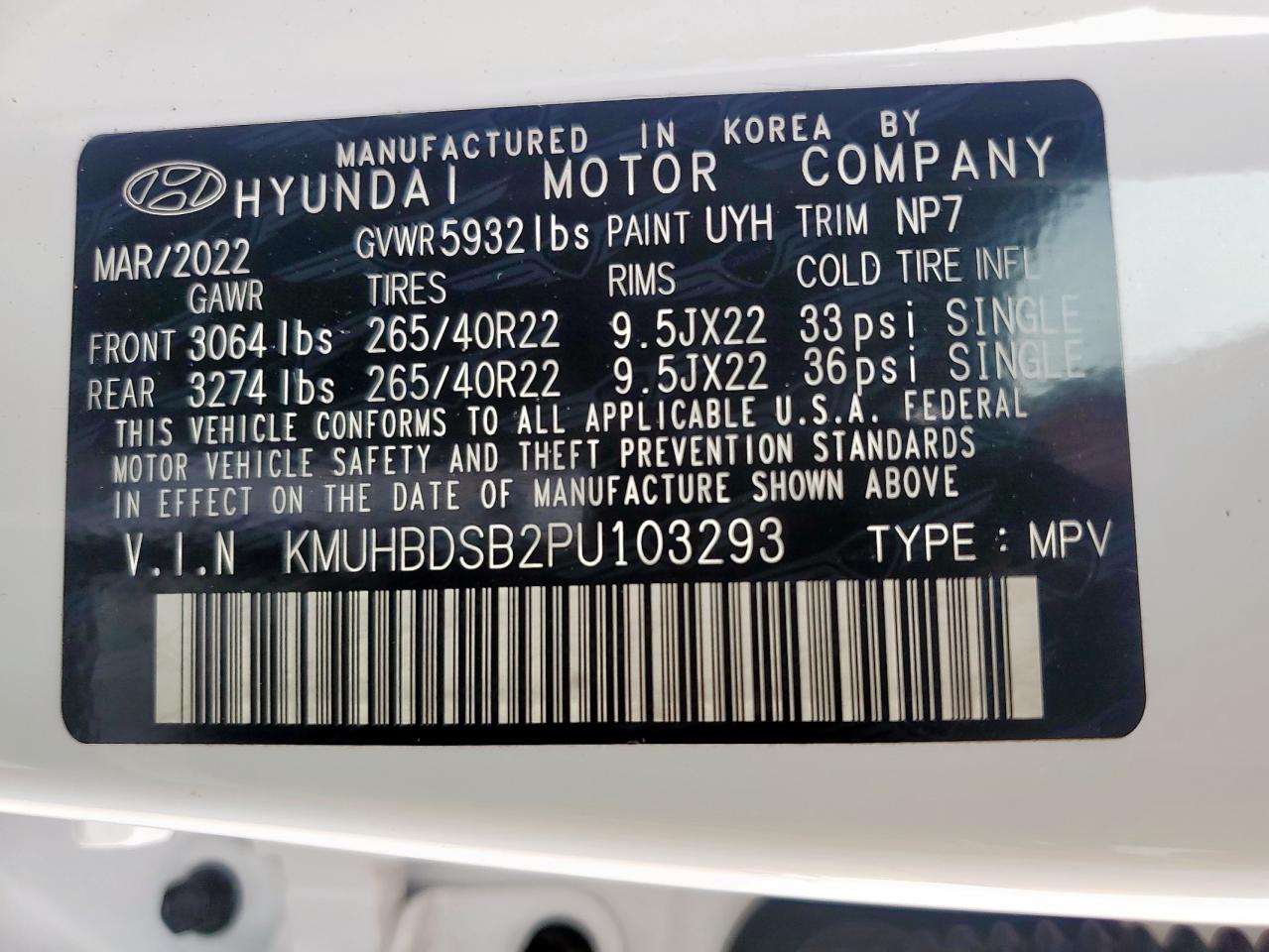 2023 Genesis Gv80 Base VIN: KMUHBDSB2PU103293 Lot: 90097405