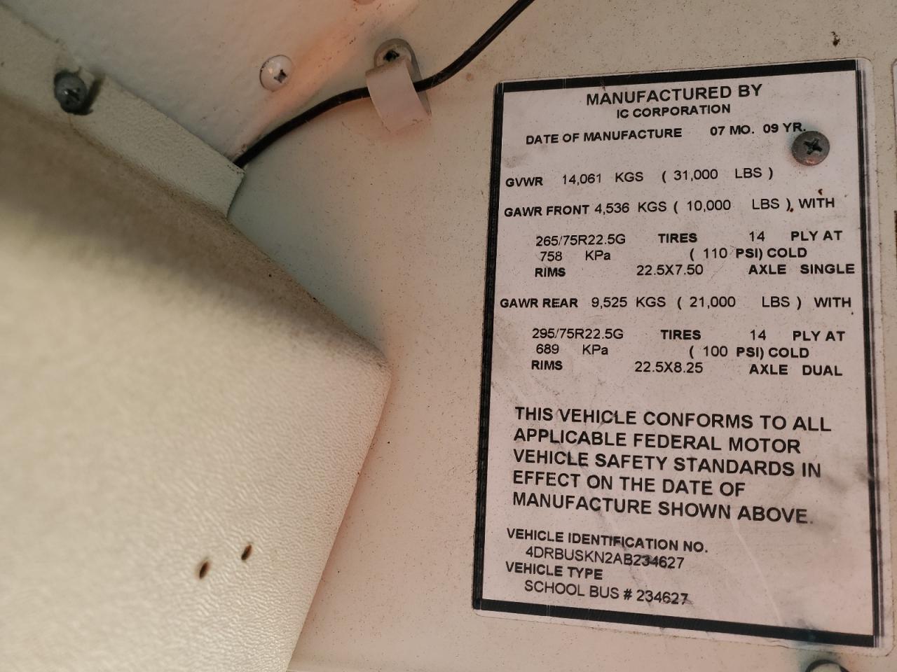 2010 Ic Corporation Ce Series School - School Bus VIN: 4DRBUSKN2AB234627 Lot: 86534195