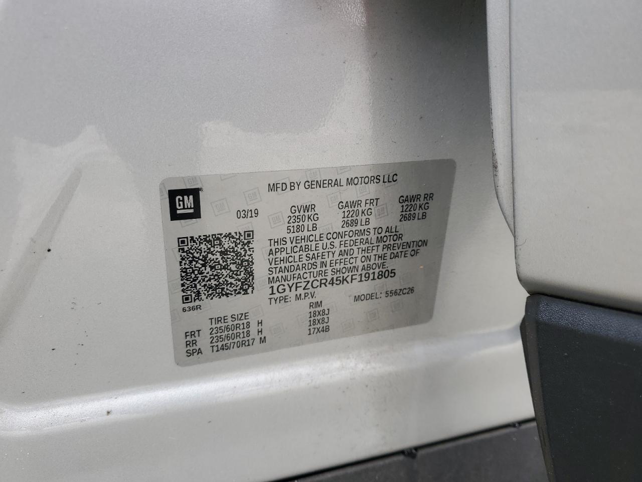 2019 Cadillac Xt4 Premium Luxury VIN: 1GYFZCR45KF191805 Lot: 90121525