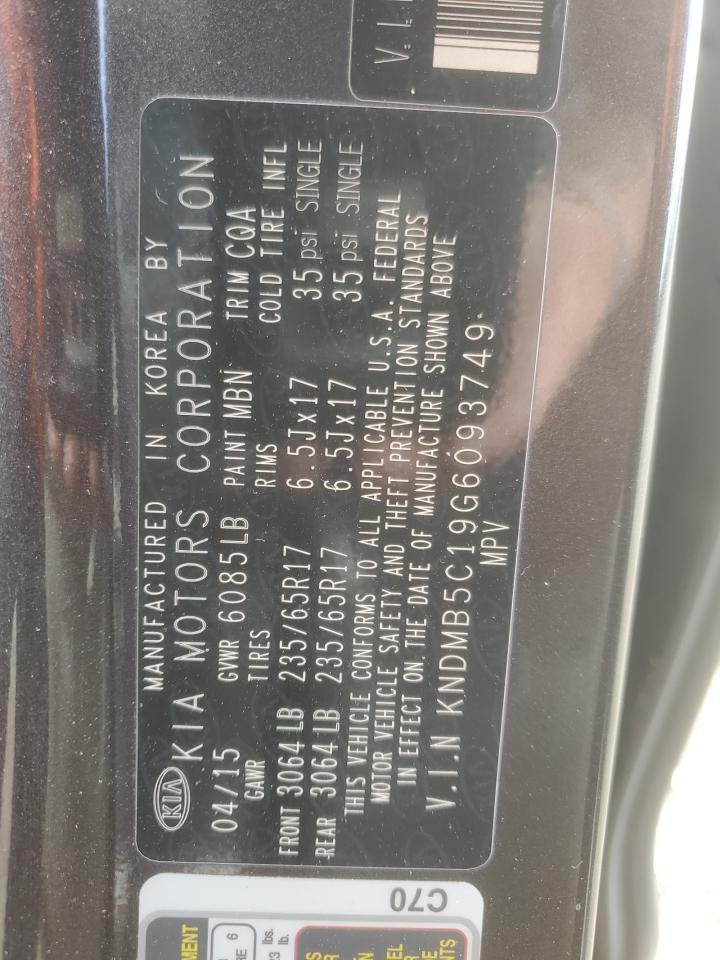 2016 Kia Sedona Lx VIN: KNDMB5C19G6093749 Lot: 86230605