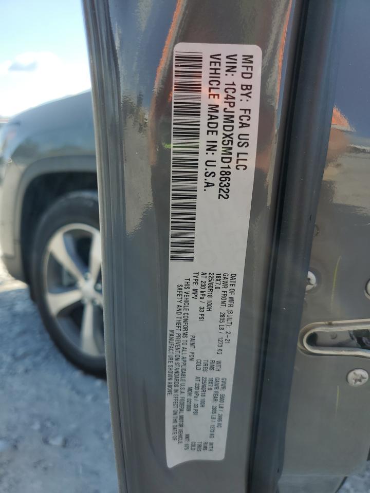 2021 Jeep Cherokee Limited VIN: 1C4PJMDX5MD186322 Lot: 85118415