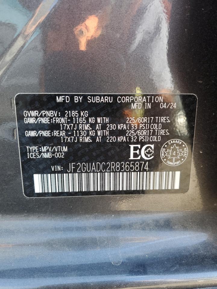2024 Subaru Crosstrek Premium VIN: JF2GUADC2R8365874 Lot: 82076265