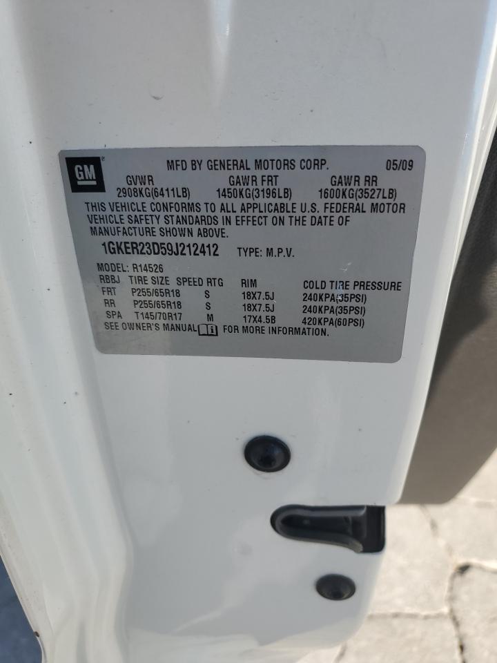 2009 GMC Acadia Slt-1 VIN: 1GKER23D59J212412 Lot: 86217015