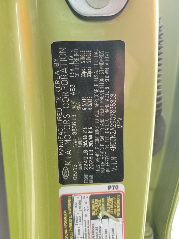 2016 Kia Soul VIN: KNDJN2A29G7836313 Lot: 90223025