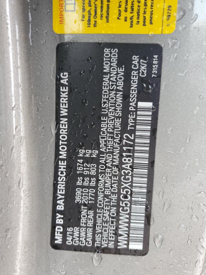 2016 Mini Cooper VIN: WMWWG5C5XG3A81172 Lot: 82387525