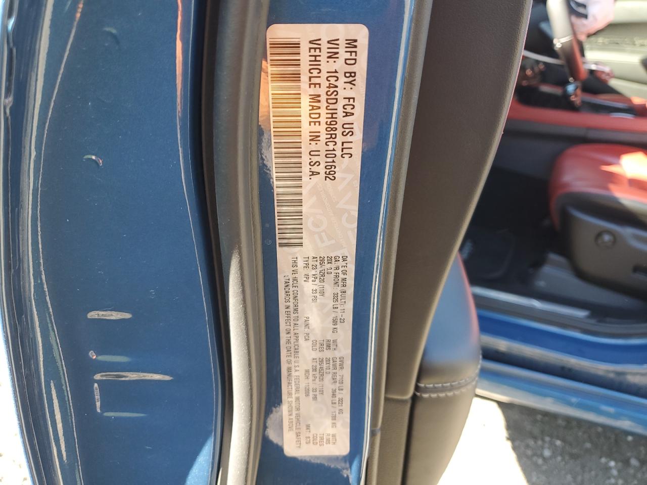 2024 Dodge Durango Srt Hellcat VIN: 1C4SDJH98RC101692 Lot: 84962845