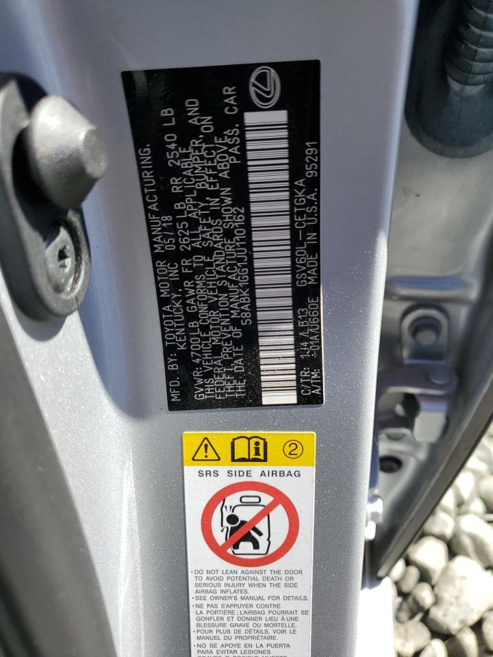 2018 Lexus Es 350 VIN: 58ABK1GG1JU110162 Lot: 84998885