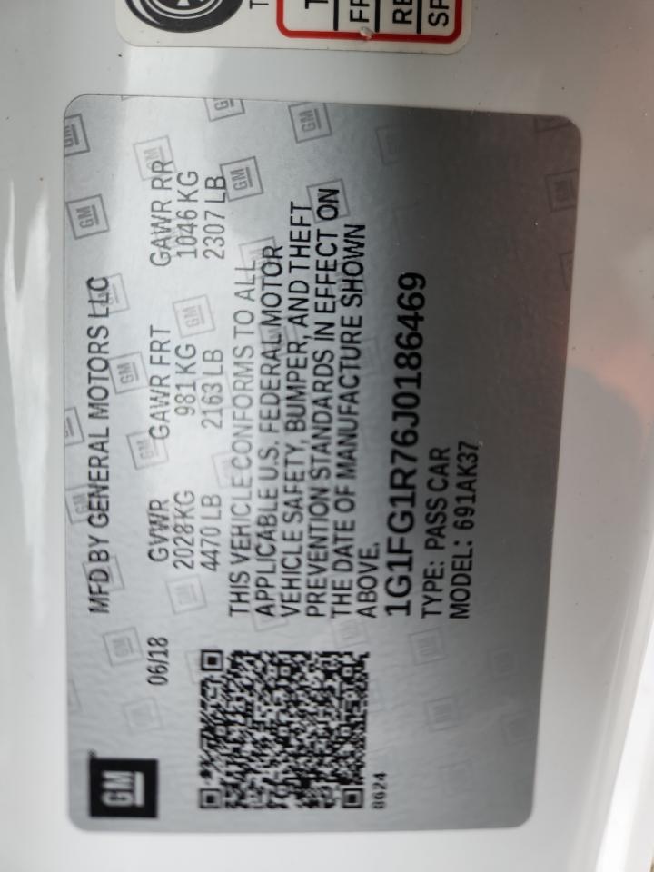 2018 Chevrolet Camaro Ss VIN: 1G1FG1R76J0186469 Lot: 86188095