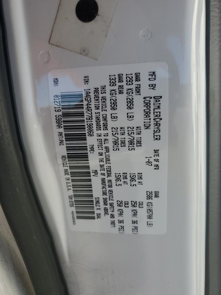 2007 Chrysler Town & Country Lx VIN: 1A4GP44R77B190060 Lot: 86532335