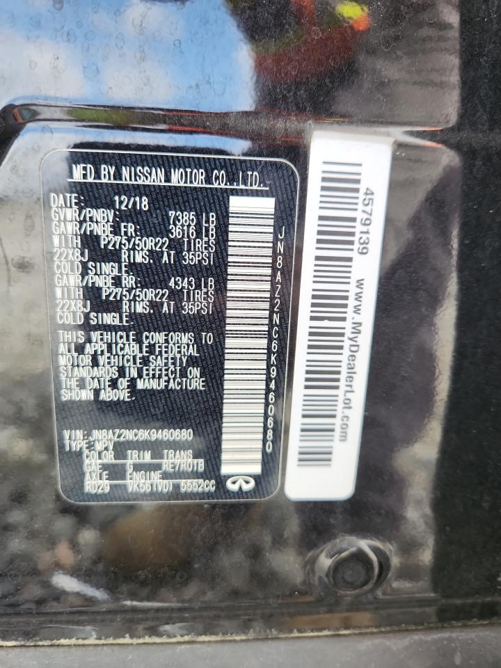 2019 Infiniti Qx80 Luxe VIN: JN8AZ2NC6K9460680 Lot: 82322295