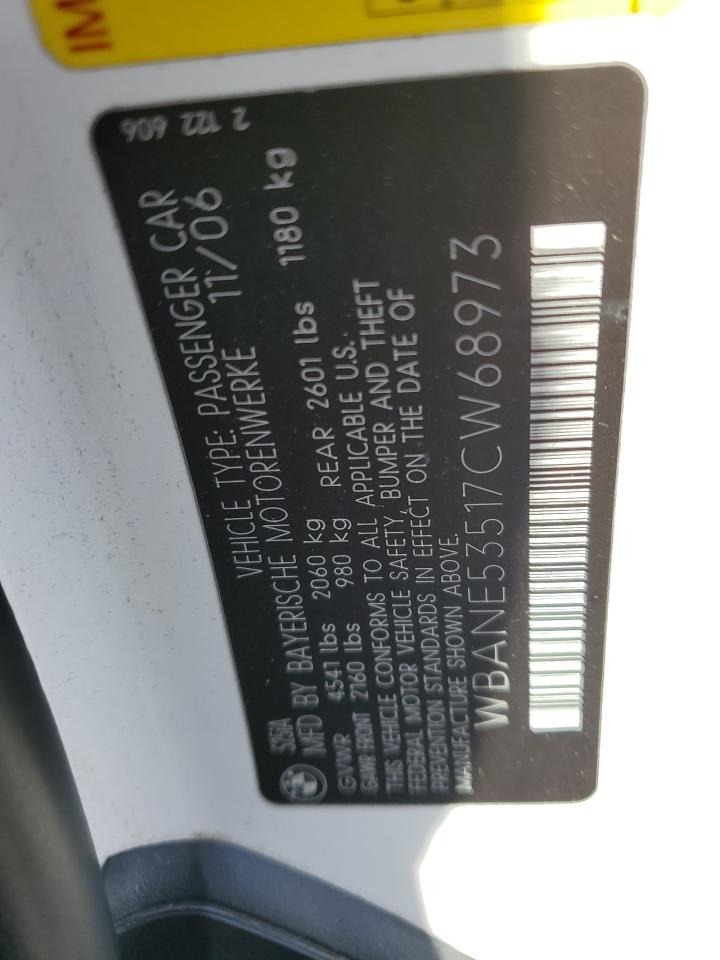 2007 BMW 525 I VIN: WBANE53517CW68973 Lot: 82521205