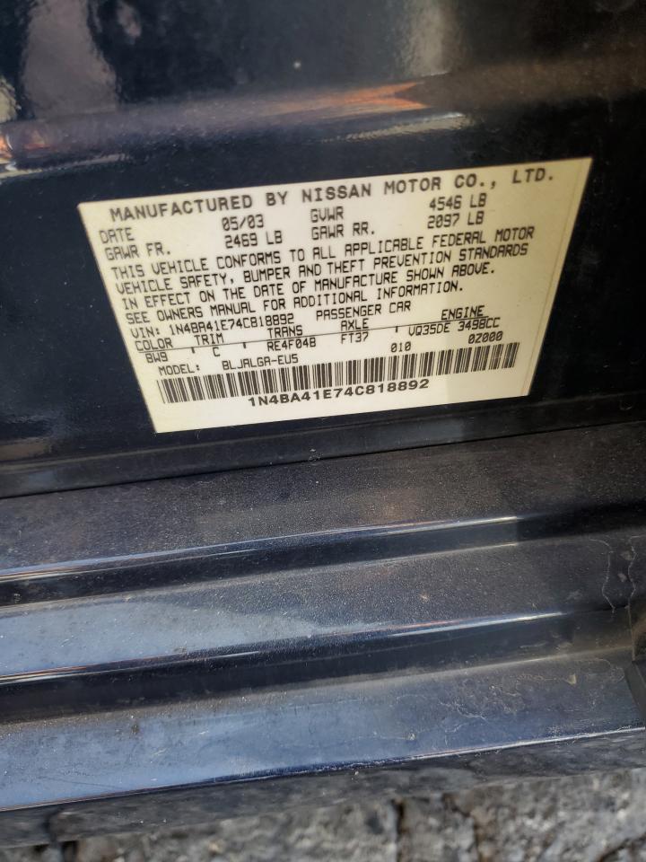2004 Nissan Maxima Se VIN: 1N4BA41E74C818892 Lot: 85749425