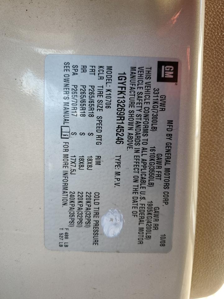 2009 Cadillac Escalade VIN: 1GYFK13269R145246 Lot: 82432685