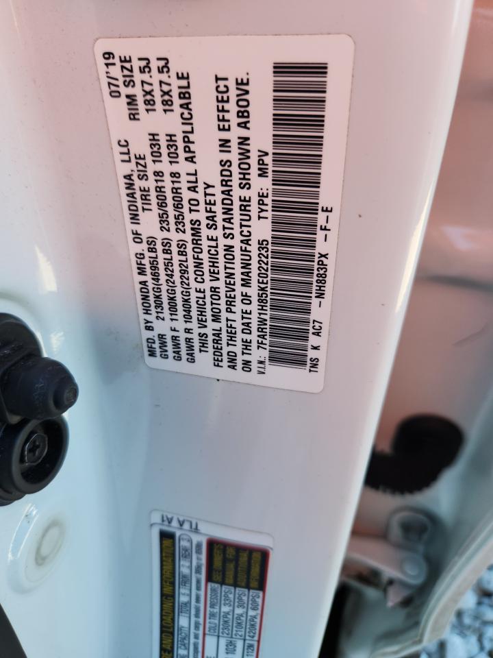 2019 Honda Cr-V Exl VIN: 7FARW1H85KE022235 Lot: 90952875