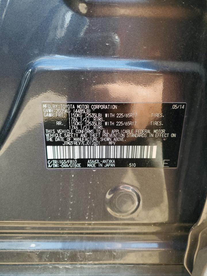 2014 Toyota Rav4 Le VIN: JTMZFREV7EJ012601 Lot: 85165295