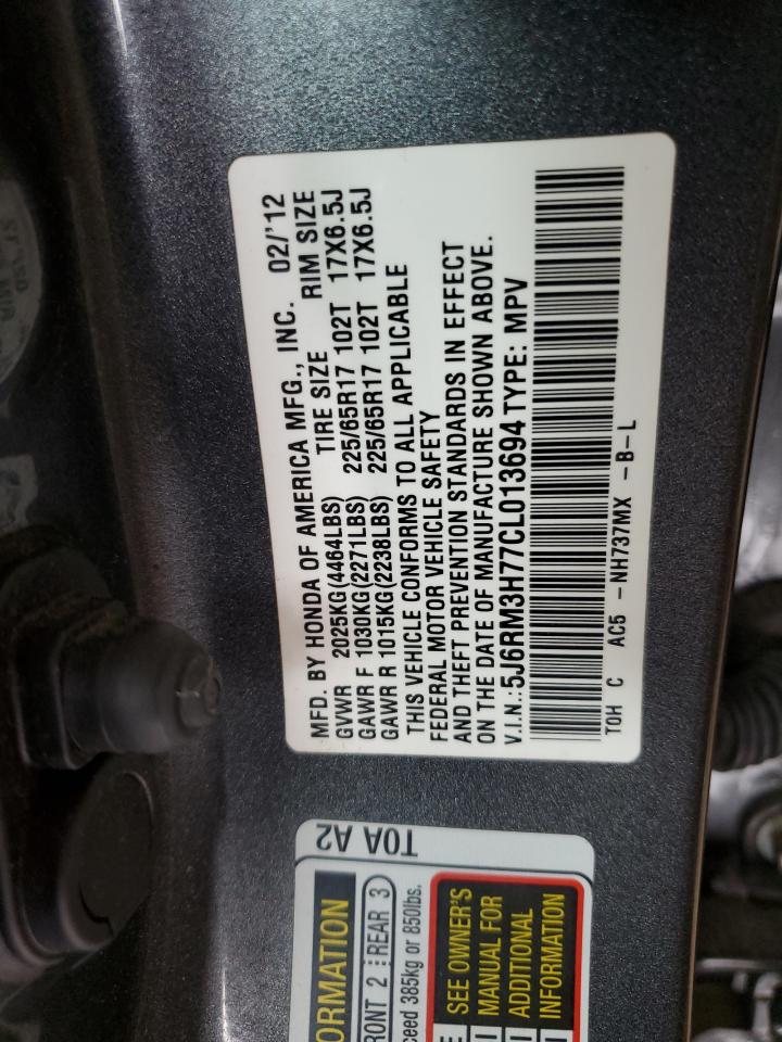 2012 Honda Cr-V Exl VIN: 5J6RM3H77CL013694 Lot: 85650525