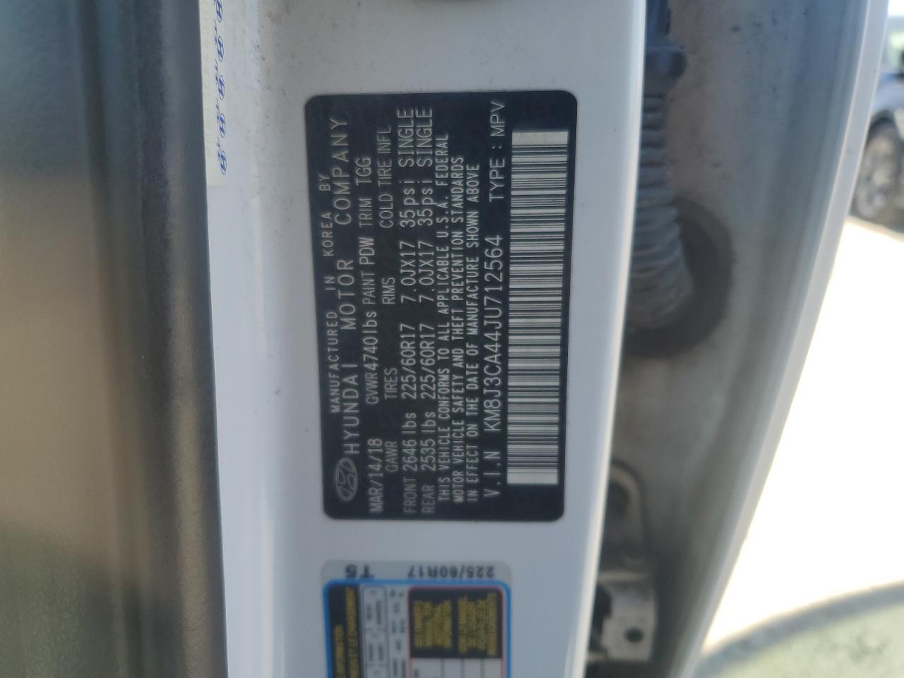 2018 Hyundai Tucson Sel VIN: KM8J3CA44JU712564 Lot: 85767355