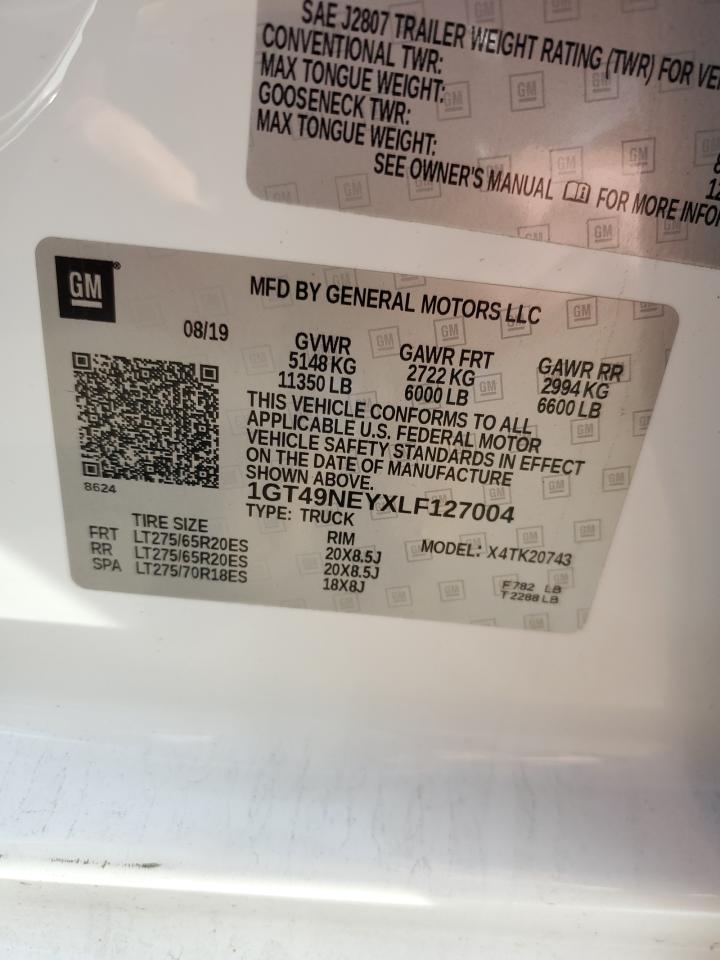 2020 GMC Sierra 2500 Hd Slt C VIN: 1GT49NEYXLF127004 Lot: 90345125
