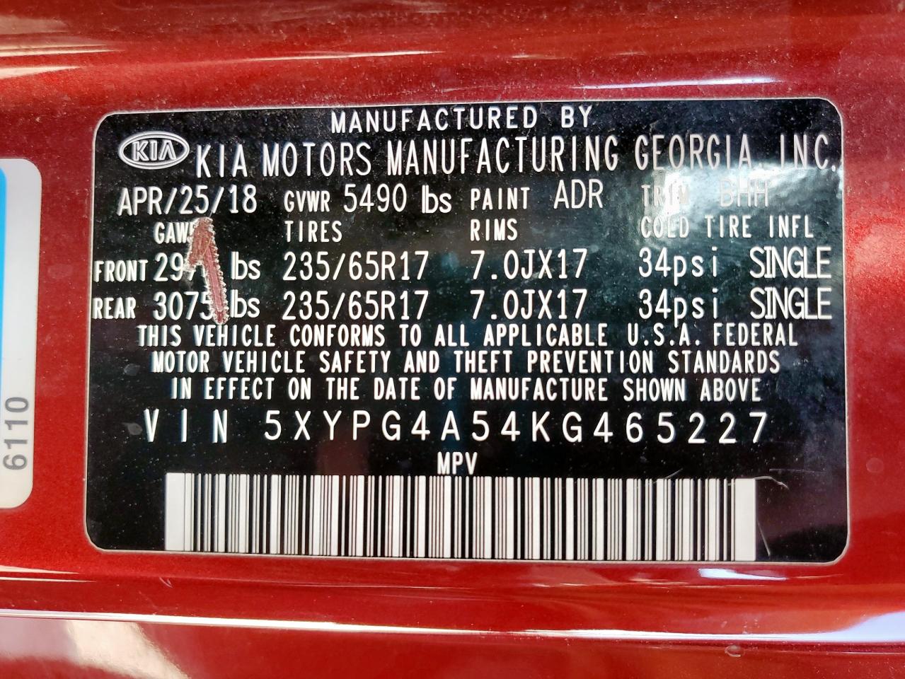 2019 Kia Sorento Lx VIN: 5XYPG4A54KG465227 Lot: 85184965