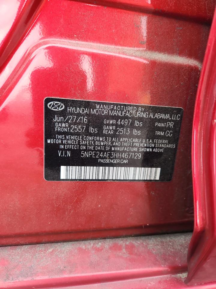 2017 Hyundai Sonata Se VIN: 5NPE24AF3HH467129 Lot: 81749195
