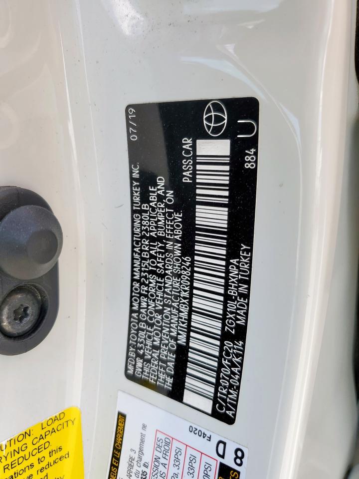 2019 Toyota C-Hr Xle VIN: NMTKHMBX1KR098246 Lot: 85132985