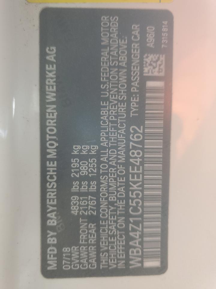 2019 BMW 430I VIN: WBA4Z1C55KEE48762 Lot: 89804225