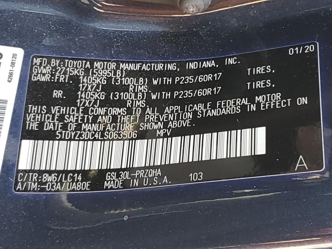 2020 Toyota Sienna Xle VIN: 5TDYZ3DC4LS063506 Lot: 84589065