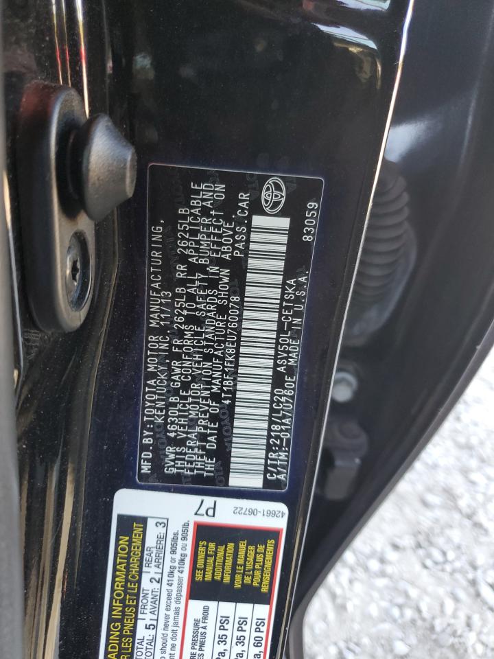 2014 Toyota Camry L VIN: 4T1BF1FK8EU760078 Lot: 85159045