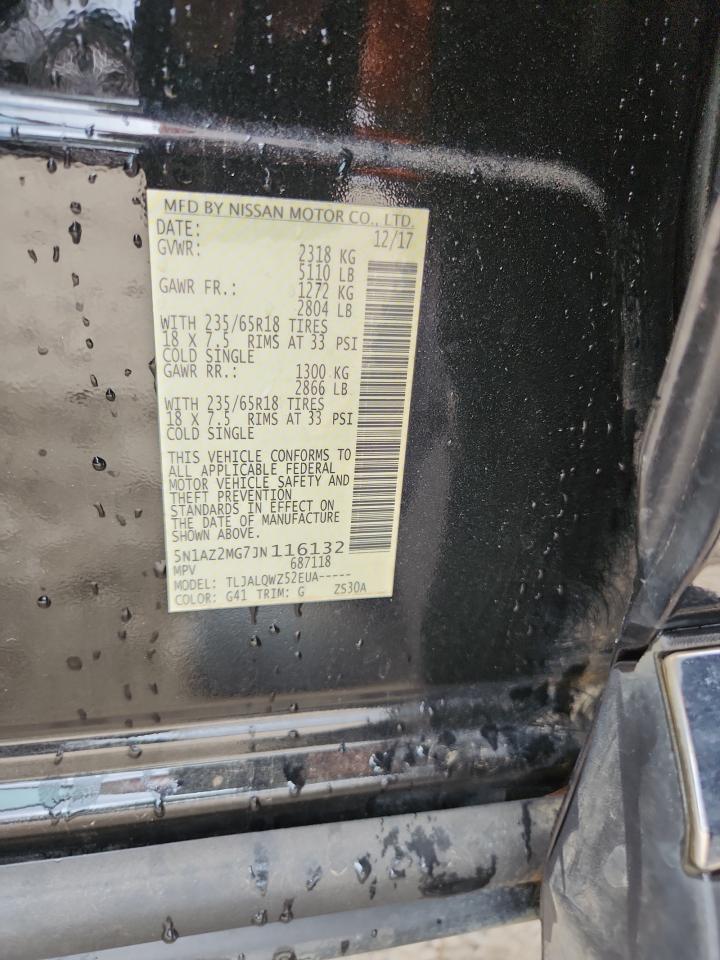 2018 Nissan Murano S VIN: 5N1AZ2MG7JN116132 Lot: 84944335